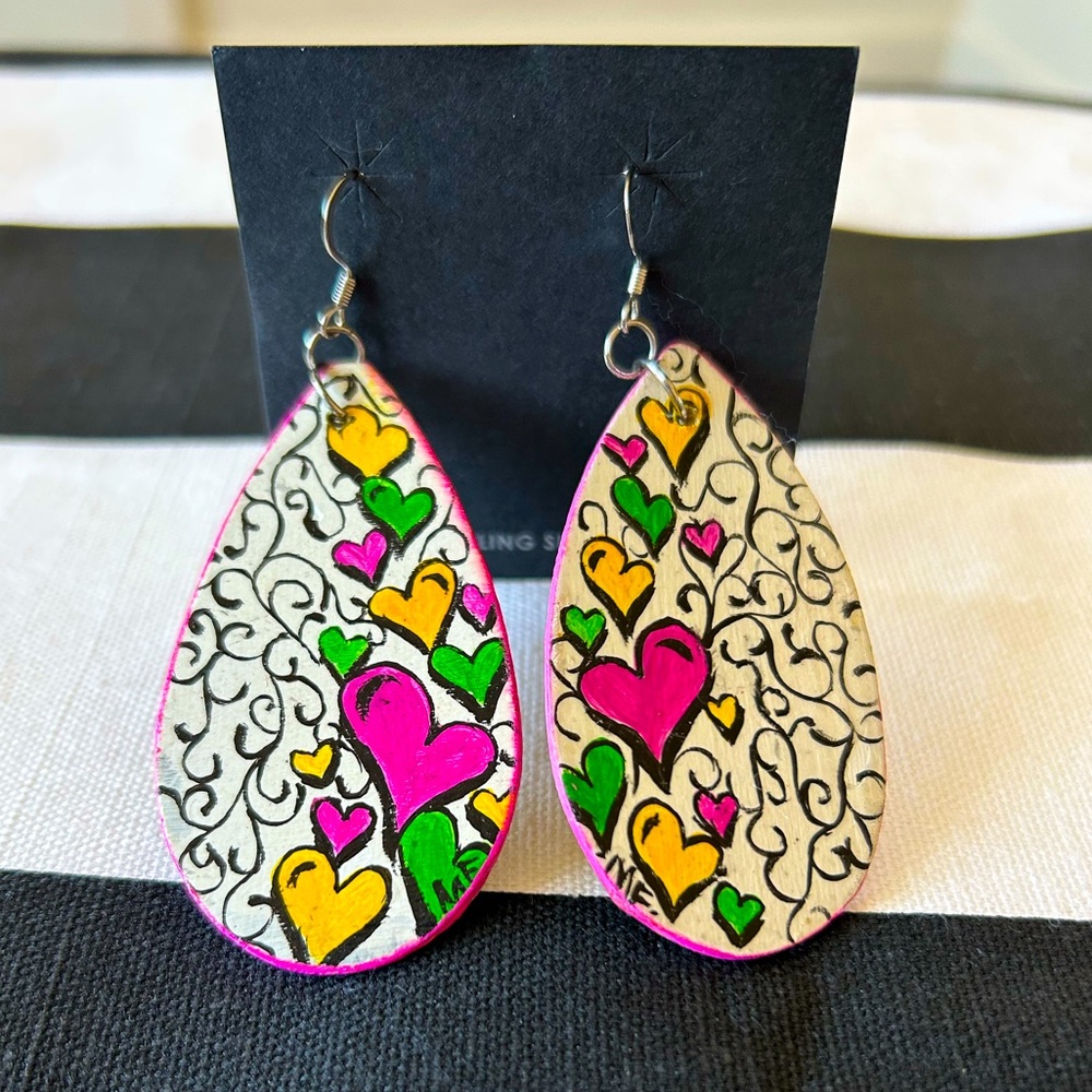 Navajo Teardrop Wood Earrings